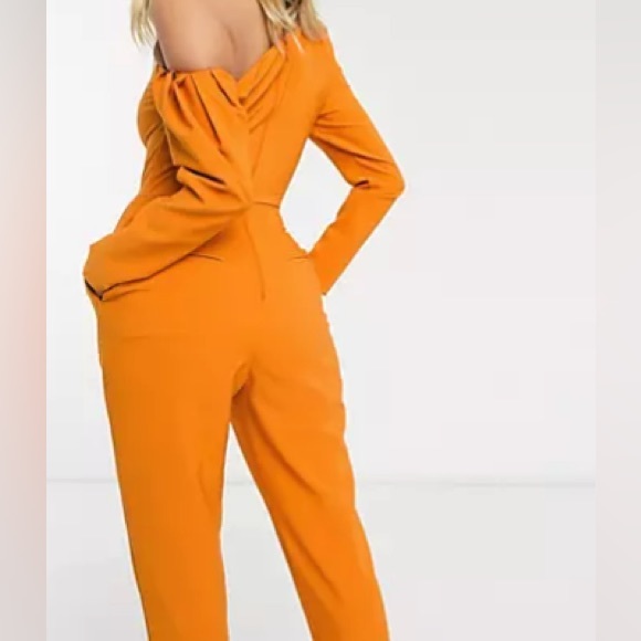 ASOS Fallen One Shoulder Long Sleeve Jumpsuit - Picture 6 of 6